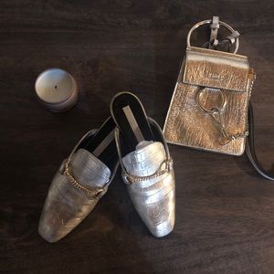 ❌SOLD❌Stella McCartney Crocodile Metallic Mules